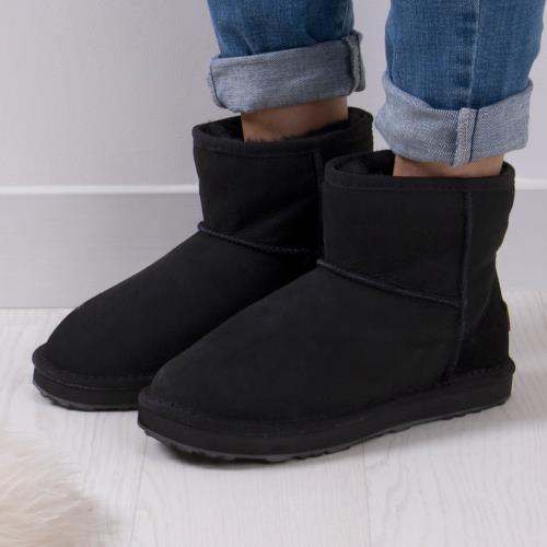 Ladies Mini Classic Sheepskin Boots Black Extra Image 5